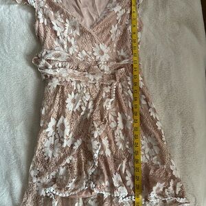 SHEIN Lace Floral Mini Dress in Pink and White